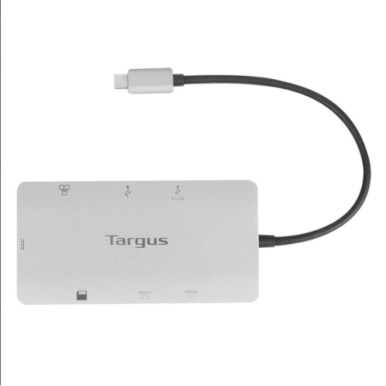 Targus Dock USB-C Dual HDMI 4K, 100W PowerDelivery Pass-Thru, 2x USB-A, 1x port fast charge, 1x SD/microSD, ethernet, gri