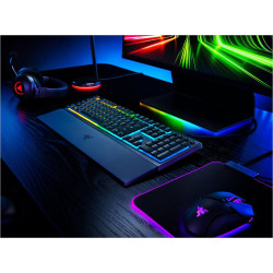 Tastatura Razer Ornata V3 - Low Profile Gaming  TECH SPECS SWITCH TYPE Razer™ Mecha-Membrane Switches APPROXIMATE SIZES Full Size LIGHTING 10 Razer Chroma™ RGB Lighting Zones WRIST REST Yes ONBOARD MEMORY None MEDIA KEYS Dedicated Media Controls PASSTHROU