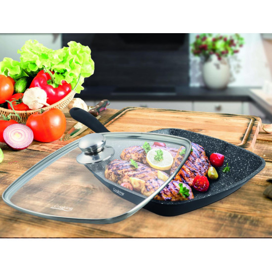 TIGAIE GRILL ALUMINIU + CAPAC 28 x 4.5 CM , DARK LINE, COOKING BY HEINNER TIGAIE GRILL ALUMINIU + CAPAC 28 x 4.5 CM , DARK LINE, COOKING BY HEINNER