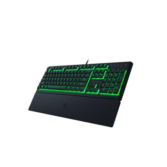 Tastatura Razer Ornata V3 X - Low Profile Gaming Keyboard - US Layout  TECH SPECS SWITCH TYPE Razer™ Membrane Switch APPROXIMATE SIZES Full Size LIGHTING Single Zone Razer Chroma™ RGB Lighting WRIST REST Yes ONBOARD MEMORY None MEDIA KEYS None PASSTHROUGH