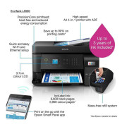 Multifunctional inkjet color CISS Epson L5590, (Print, Copy, Scan, Fax) dimensiune A4, 4 culori, viteza max  15ppm alb-negru, 8ppm color, rezolutie 1200x2400dpi, alimentare hartie 100 coli + 30 coli ADF,  Scanner CIS, 5ipm, Fax: 33.6kbps / Approx. 3 sec/p