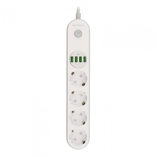 Prelungitor cu protectie Serioux, 4 prize schuko, input 100-240V, 50- 60Hz, output (Total): 2500W - 10A, 4 porturi USB, 4 porturi USB (5V- 3.1A) (Auto Max) 17W, Amperaj port USB (max) 3.4A, functie auto ID, antistatic, buton power/off, lungime cablu 2m, a Prelungitor cu protectie Serioux, 4 prize schuko, input 100-240V, 50- 60Hz, output (Total): 2500W - 10A, 4 porturi USB, 4 porturi USB (5V- 3.1A) (Auto Max) 17W, Amperaj port USB (max) 3.4A, functie auto ID, antistatic, buton power/off, lungime cablu 2m, a