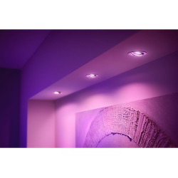 3 Spoturi LED RGB incastrate Philips Hue Centura, Bluetooth, GU10, 3x5.7W, 1050 lm, lumina alba si color (2000-6500K), IP20, 9cm, Alb