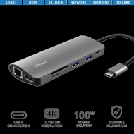 Hub USB Trust Dalyx, 7 porturi USB-C, negru