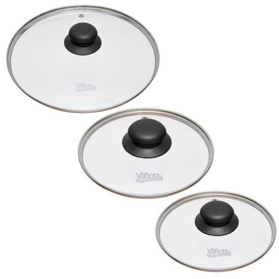 SET 3 CAPACE,STICLA,22/20/18 CM, VANORA HOME SET 3 CAPACE,STICLA,22/20/18 CM, VANORA HOME