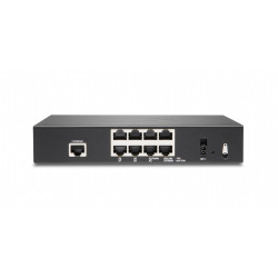 Firewall SonicWall model TZ370 8xGbE 2xUSB 3.0 firewall throughput 3Gbps, IPS throughput 1.5Gbps, VPN throughput 1.3Gbps, maxim 100 clienti SSL VPN, rackmount kit separat (02-SSC-3113), PSU alimentator (36W), necesita licenta aditionala servicii securitat