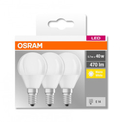 3 Becuri LED Osram Base Classic B, E14, 4.9W (40W), 470 lm, lumina calda (2700K)