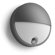 Aplica LED pentru exterior cu senzor de miscare Philips Capricorn, 6W (47W), 600 lm, lumina calda (2700K), IP44, 78x214mm, Antracit