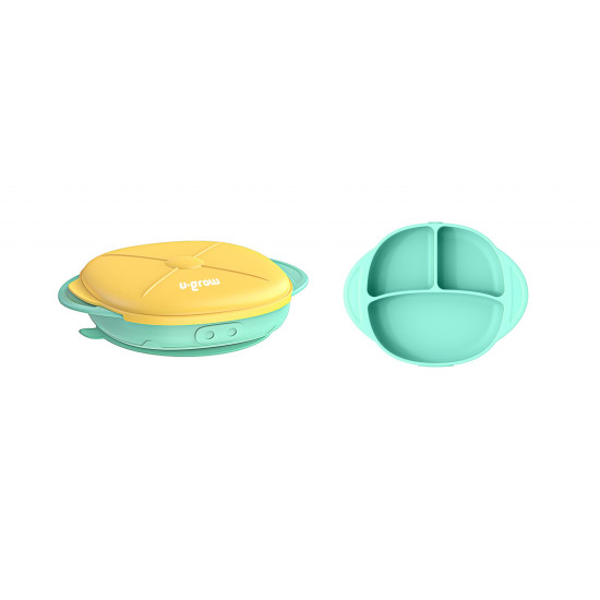 Farfurie silicon cu capac,galbena,U-Grow Farfurie silicon cu capac,galbena,U-Grow
