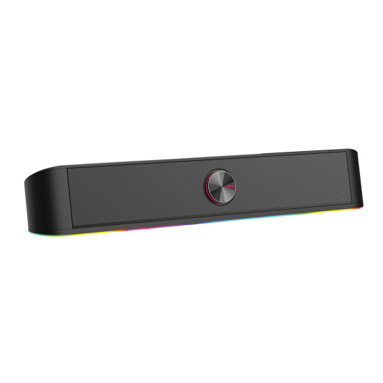 Soundbar gaming Serioux Yron RGB, putere: 3W x 2, impedanță: 4Ω, frecvență: 150Hz - 20KHz, sensibilitate:750mv ± 50, alimentare: DC5V / 1A, S / N: ≥85dB, dimensiunea driverului: 2 inch x 2, conexiune: 3.5mm jack TRS, RGB : 6 moduri de lumină, cablu USB & 