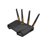 ASUS TUF Gaming AX3000 Dual Band WiFi 6 Gaming Router, TUF-AX3000, Network Standard: IEEE 802.11a, IEEE 802.11b, IEEE 802.11g, WiFi 4 (802.11n), WiFi 5 (802.11ac), WiFi 6 (802.11ax), IPv4, IPv6, Data rate: (2.4GHz) : up to 574 Mbps, (5GHz) : up to 2402 Mb