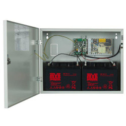 Sursa de alimentare pentru sisteme de detectie incendiu 24V/5.5A in cutie metalica Merawex ZSP100-5.5A-40, loc pentru 2 acumulatori 12V/40Ah, Tensiune de intrare: 100/230VAC, eficienta ridicata sub sarcina si consum redus, comunicare RS-232 / RS-485, rata