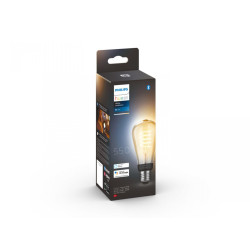 Bec LED inteligent vintage (decorativ) Philips Hue Filament Edison ST64, Bluetooth, E27, 7W (40W), 550 lm, lumina alba (2200-4500K)