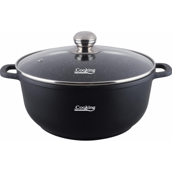 SEMIOALA ALUMINIU TURNAT +CAPAC,  28 CM X 12.5 CM , 6.5 L, DARK LINE, COOKING  BY HEINNER