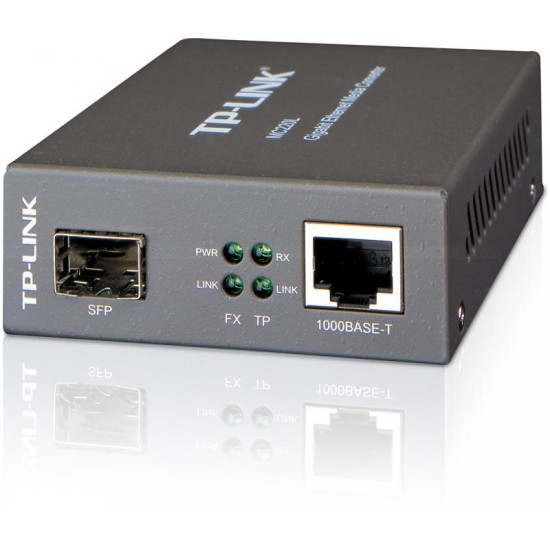 Switch media convertor TP-Link, 2 porturi (1xSFP Gigabit, 1x10/100/1000 Mbps (RJ-45)), 1000Base-T to 1000Base-SX/LX/LH, SFP, montabil in sasiu Switch media convertor TP-Link, 2 porturi (1xSFP Gigabit, 1x10/100/1000 Mbps (RJ-45)), 1000Base-T to 1000Base-SX/LX/LH, SFP, montabil in sasiu