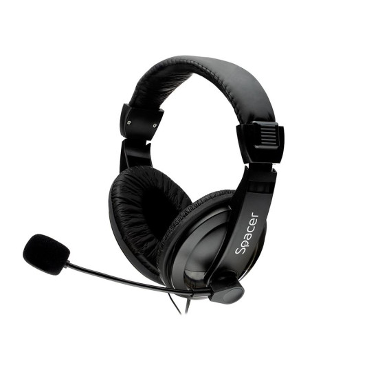Casti cu micr. Spacer, cu fir, multimedia, 2x Jack 3.mm, microfon pe brat, driver 40mm, 20Hz-20000Hz, 2m, negru Casti cu micr. Spacer, cu fir, multimedia, 2x Jack 3.mm, microfon pe brat, driver 40mm, 20Hz-20000Hz, 2m, negru
