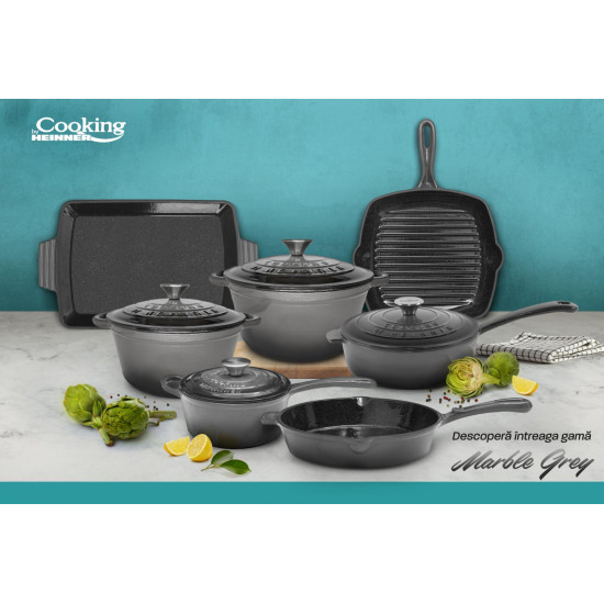 TIGAIE GRILL FONTA EMAILATA 26.5 X 4.5 CM, MARBLE GREY, COOKING BY HEINNER TIGAIE GRILL FONTA EMAILATA 26.5 X 4.5 CM, MARBLE GREY, COOKING BY HEINNER