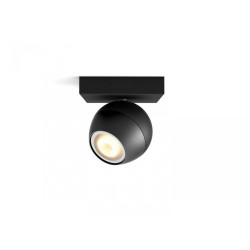 Spot LED Philips Hue Buckram, Bluetooth, GU10, 5W (50W), 350 lm, lumina alba (2200-6500K), IP20, 10.2cm, Metal, Negru