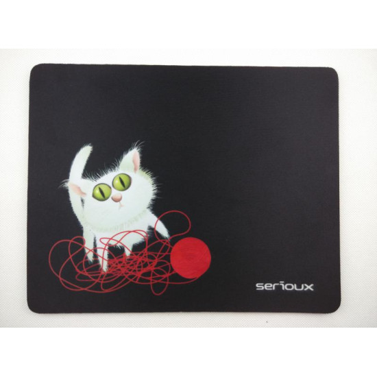 Mouse pad Serioux, model Cat and ball of yarn, MSP01, suprafata textila, baza cauciucata, 250*200*3mm