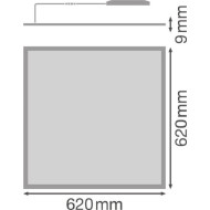 Panou LED Ledvance PANEL PERFORMANCE 625, 40W, 4000 lm, lumina neutra (4000K), IP20/IK03, 620x620x9mm, aluminiu, Alb