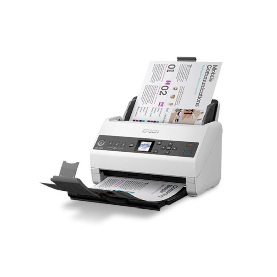 Scanner Epson DS-730N, dimensiune A4, tip sheetfed, viteza scanare: 40 ppm alb-negru si color, rezolutie optica 1200dpi, ADF Single Pass 100 pagini, duplex, Scan to Email, Scan to FTP, Scan to Web folders, Scan to Network folders, software: Epson Device A