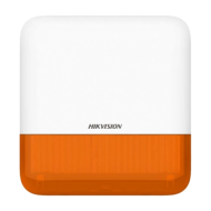 Sirene de exterior wireless AXPRO Hikvision DS-PS1-E-WE(Orange Indicator), frecventa de operare: 868 MHz, comunicare bidirectionala Tri-X wireless protocol, distanta de comunica RF: 1600metri, criptare: AES-128, 2 x tamper, Strobe light BLUE, nivel sonor: