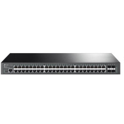 TP-LINK TL-SG3452X Switch JetStream cu management | 48× Porturi Gigabit L2+ și 4× Sloturi 10GE SFP+, Interfață: 48× Poturi RJ45 10/100/1000 Mbps, 4× Sloturi 10G SFP+, 1× Port RJ45 pe console, 1× Port Micro-USB pe console, Fără ventilatoare, Montare în rac