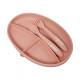 Set farfurie si lingurita silicon, roz Set farfurie si lingurita silicon, roz