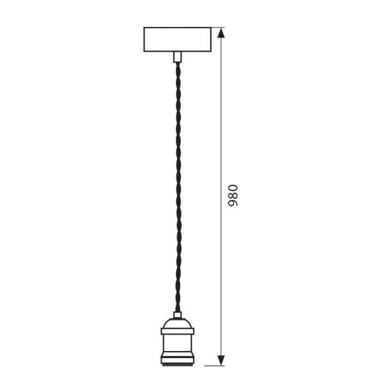 Pendul Vivalux RETRO Antique Brass, E27, max. 60W, textil/Metal, IP20, Ø100mm, cablu dublu Negru 1m, bec neinclus