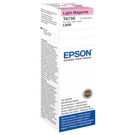 Cartus cerneala Epson T6736, light magenta, capacitate 70ml, pentru Epson L800 Cartus cerneala Epson T6736, light magenta, capacitate 70ml, pentru Epson L800
