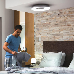 Plafoniera LED Philips Hue Still, Bluetooth, 27W (204W), 2400 lm, lumina alba (2200-6500K), IP20, Metal/Plastic, 39.1cm, Argintiu, Intrerupator cu variator inclus