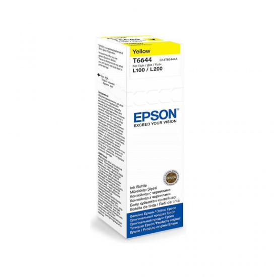 Cartus cerneala Epson T6644, yellow, capacitate 70ml, pentru echipamente CISS L100/L110/L200/L210/L300/L355/L550