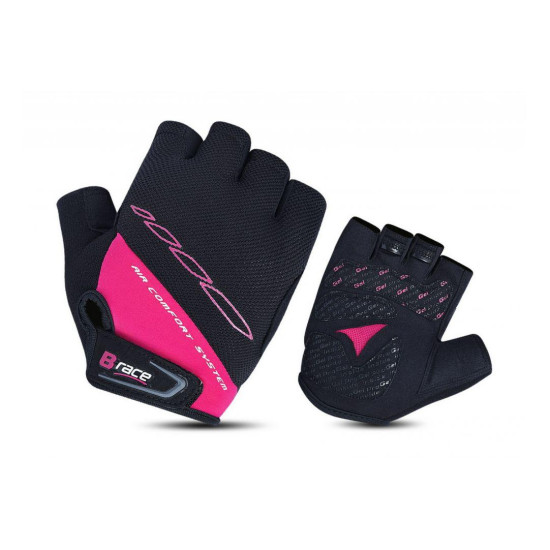 MANUSI B-RACE CU GEL NEGRU/FUXIA, S