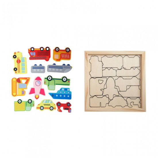 PUZZLE DIN LEMN CU MASINI, 12 PIESE PUZZLE DIN LEMN CU MASINI, 12 PIESE