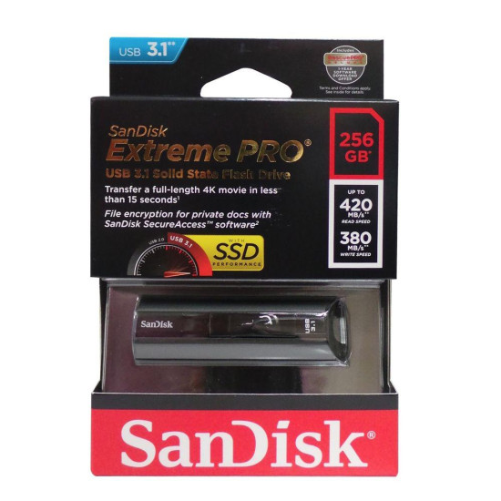 Memorie USB Flash Drive SanDisk Extreme PRO, 256GB, USB 3.1