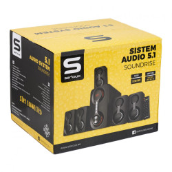 Boxe Serioux 5.1 SoundRise 51105W, putere totala 105W RMS, tip 5.1, sateliti 5 x 15W, subwoofer 30W, Conectivitate: Bluetooth, USB, AUX, SD, Radio FM, negre, SRXS-51105W