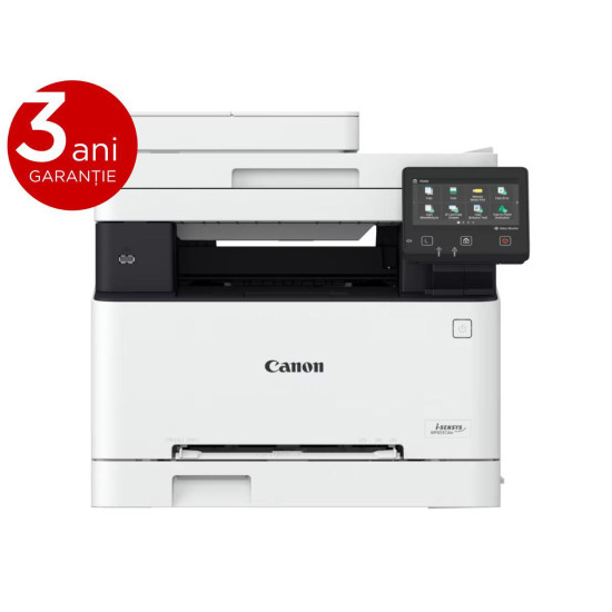 Multifunctional laser color Canon MF655Cdw, dimensiune A4 (Printare,Copiere, Scanare), viteza max 21ppm, duplex, rezolutie max 1200x1200dpi,processor 800Mhz x 2, memorie 1 GB RAM, ADF 50 pagini,alimentarecu hartie 250 coli, limbaj de printare: UFRII, PCL 