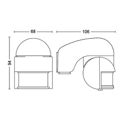 Senzor miscare pentru exterior Philips Virginia 180°, PIR, IP44, Negru