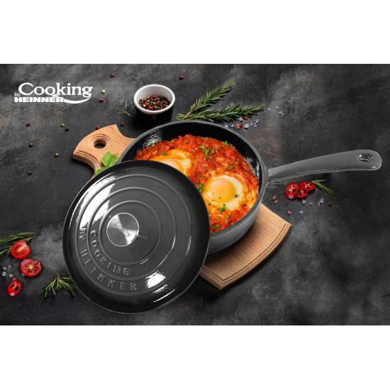 TIGAIE ADANCA FONTA EMAILATA + CAPAC 24 X 8 CM, 2.5 L, MARBLE GREY, COOKING BY HEINNER TIGAIE ADANCA FONTA EMAILATA + CAPAC 24 X 8 CM, 2.5 L, MARBLE GREY, COOKING BY HEINNER