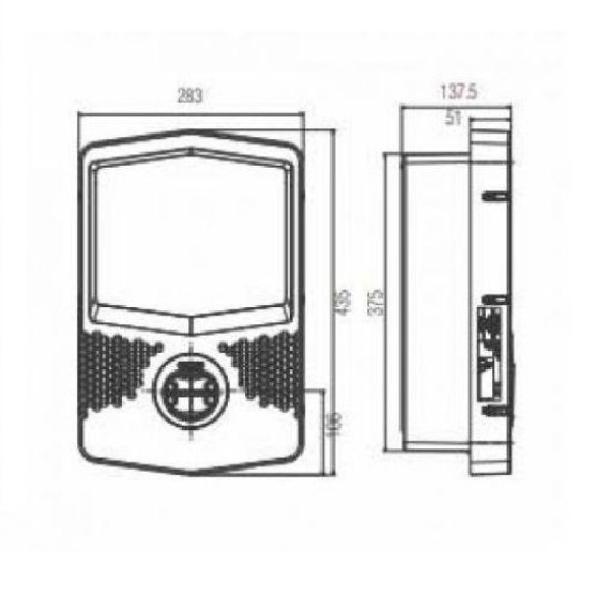 I-CON Wall Box - Wall-Mounting Charging Station, 22kW, 400V, 32A, IP55,AUTOSTART - Type 2 Mobile With Cable