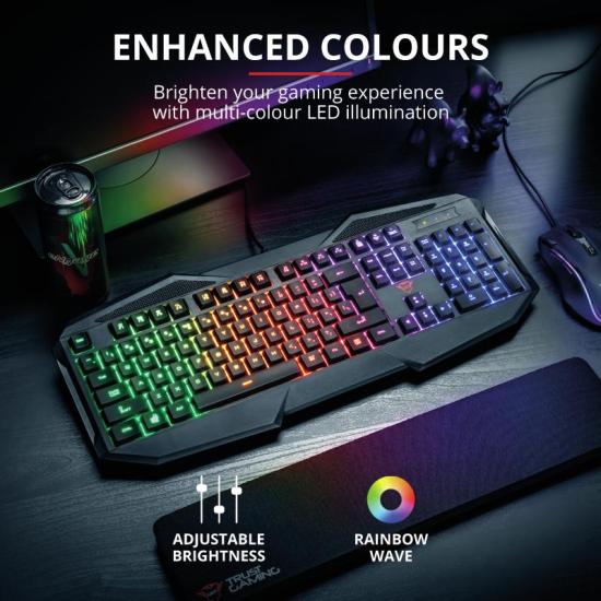 Tastatura Trust GXT 830-RW Avonn, Gaming, neagra