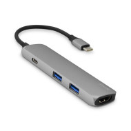 Port replicator: 3x USB 3.0 (transfer de date de pana la 5Gbps)/ 1x portde incarcare USB-C (suport PD 3.0 5V / 9V / 12V / 15V / 20V 3A 49W)/ 1xiesire HDMI (video în 4K @ 30Hz, HDCP1.4 / 2.2) - compatibil cu toatenoile modele de MacBook Air (2018 si versiu