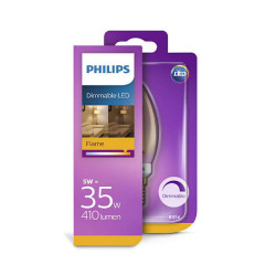 Bec LED Philips B35, E14, 5.5W (35W), 410 lm, lumina calda (2500K), dimabil, cu filament