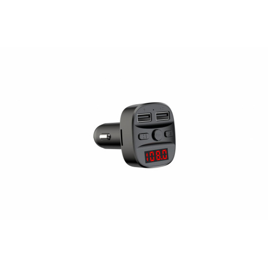 Modulator FM Serioux ABFM60, Bluetooth 5.0 , raza actiune de până la 5 m, voltaj intrare: 1x DC 12V/24V ,2 porturi USB: 1x USB DC5V 2.4A Max 1 x USB audio (pana la 32 GB), slot MicroSD (pana la 32 GB), format muzica: MP3/WMA/WAV, frecvența FM: 87.5MHz - 1