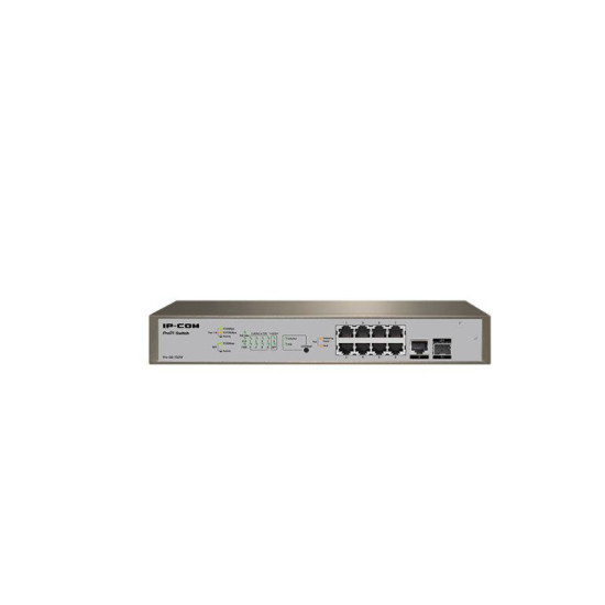 IP-COM PRO-S8-150W, 8 x 10/100/1000 Base-T Ethernet ports(PoE), 1 x 10/100/1000 Base-T Ethernet port(data), 1 x 1000 Base-X SFP port, Standards&Protocols: IEEE802.3、IEEE802.3u、IEEE802.3ab、IEEE802.3z、 IEEE802.3x、IEEE802.3af/at、IEEE802.1p、IEEE802.1q、IEEE802