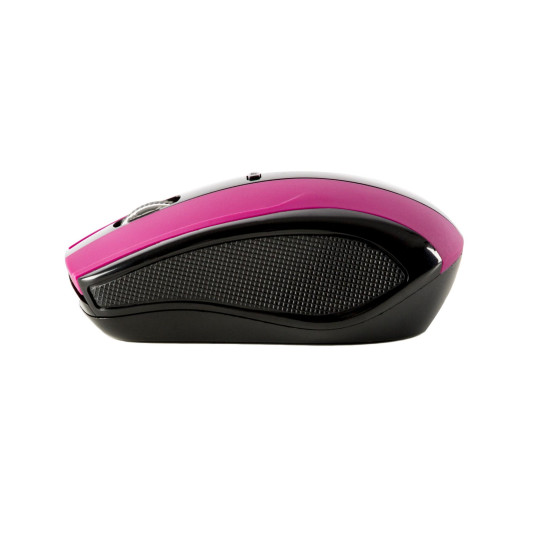 Mouse Serioux, Rainbow 400, fara fir, USB, senzor optic, distanta de operare; 10m, precizie: 1000/1600DPI ajustabila, 4 butoane, 2x baterie AAA, sisteme de operare: Windows / Mac OS / Linux, mov