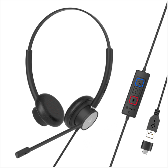 Casti cu fir call center Tellur Voice 320, binaural, USB, negru