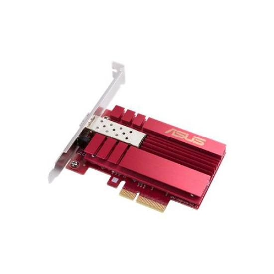 ASUS 10G PCIe Network Adapter; SFP+ port for Optical Fiber Transmission and DAC cable, Hyper-fast 10Gbps, built-in cooling,  Built-in QoS technology, Direct-attach copper (DAC)– With SPF+ Cage.