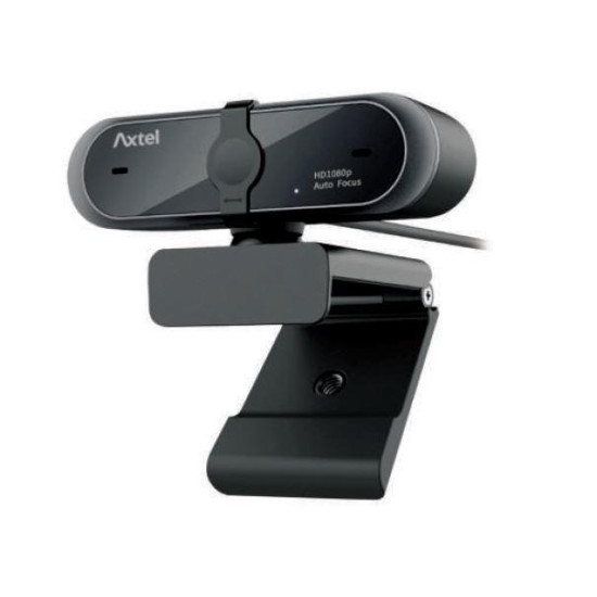 Webcam profesional Axtel Full HD, Autofocus & White Balance, Frame rate : 30FPS, corectie la lumina slaba, USB plug & play, clema de  prindere ajustabila, cablu de 2 m, microfon cu reducerea zgomotului ambiental, Premium Black, Garantie standard 12 luni