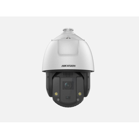 Camera supraveghere Hikvision IP PTZ DS-2DE7S425MW-AEB(F1)S5, 4MP, modul single channel ofera o vedere panoramica, modul dual channel ofera pe langa imaginea panoramica si o imagine detaliata cu camera PTZ, Acusens - clasificarea alarmelor false dupa corp